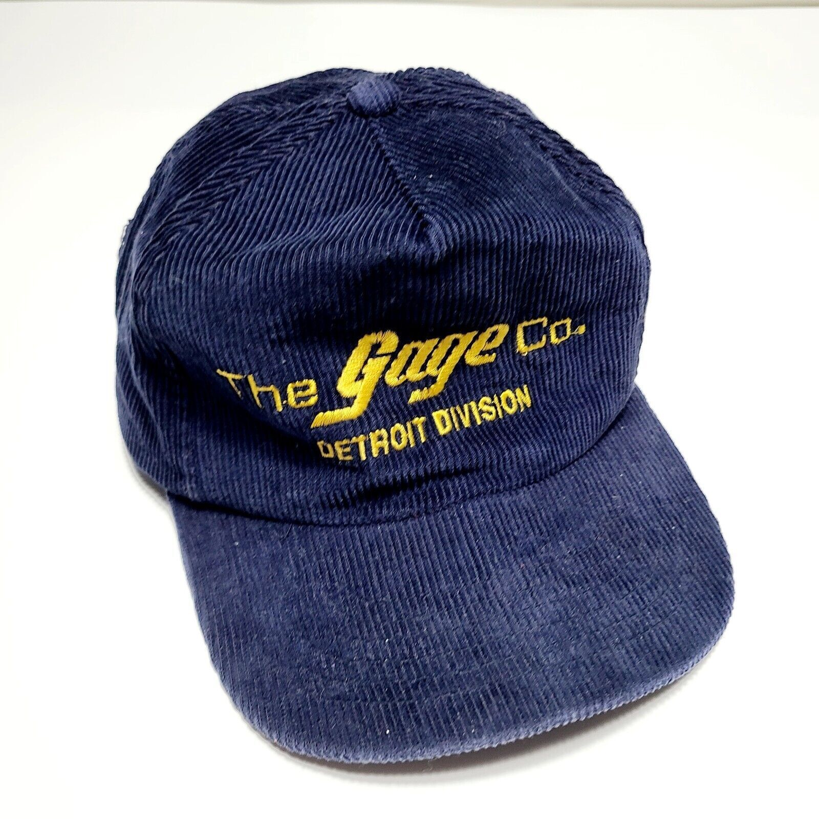 Vintage Coduroy Blue Trucker Snapback Hat  The Gage Company Yupoong Brand 90s